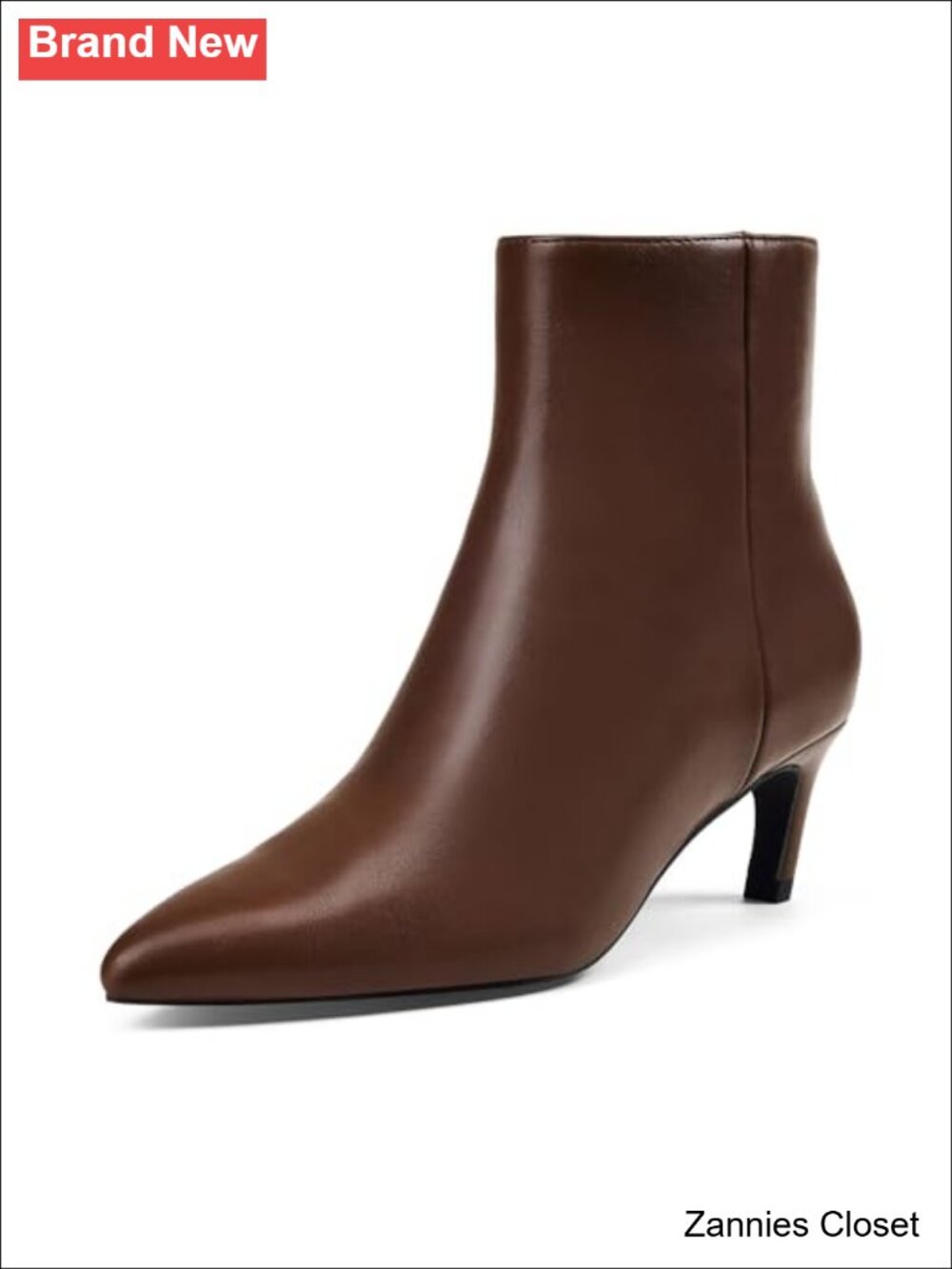 ✨Women's Pointed Toe Kitten Heel Ankle Booties Side Zipper Faux Leather